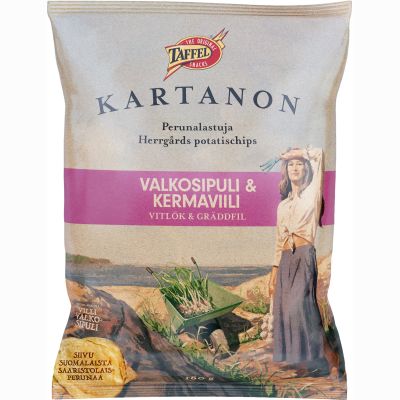 Taffel Kartanon Valkosipuli & Kermaviili perunalastu 180g