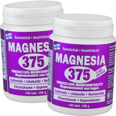 Magnesia 375 pureskeltava magnesiumtabletti (140 tabl) x 2kpl