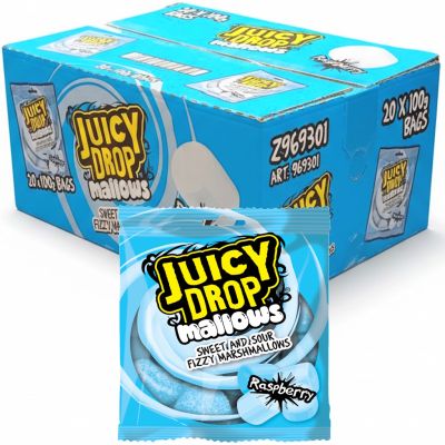 Bazooka Juicy Drop Mallows Vadelma vaahtokarkkeja 100g x 20kpl