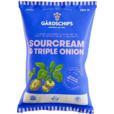 Gårdschips Sourcream & Triple Onion perunalastu 150g