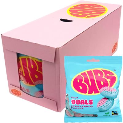 Bubs Sour Vadelma Mustikka Ovaalit 90g x 12kpl