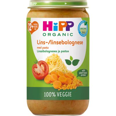 HiPP 12kk Linssibolognesea ja pastaa 250g luomu
