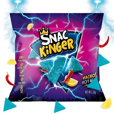 Snac Kinger Nachos Hot Blue Chilli Lemon tortilla chips 28g