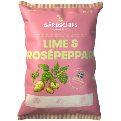 Gårdschips Lime Rosepeppar perunalastu 150g