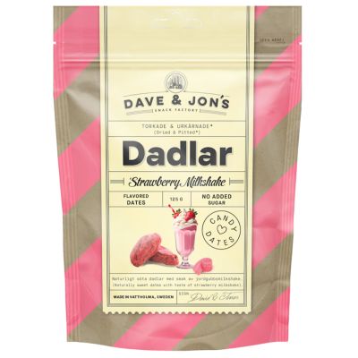 Dave & Jons Strawberry Milkshake karkkitaatelit 125g
