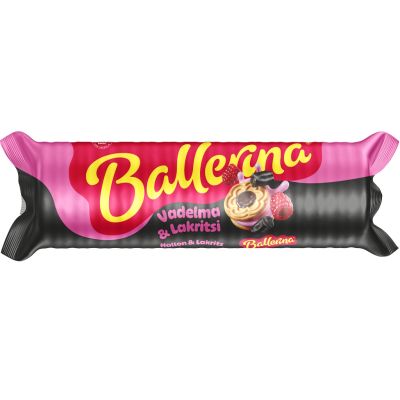 Kantolan Ballerina Vadelma & Lakritsi täytekeksi 190g