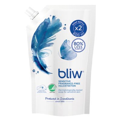 Bliw käsisaippua Sensitive hajusteeton täyttöpakkaus 600ml