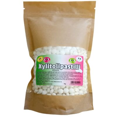 Makeistukun Xylitolipastilli banaani 1kg (n. 1428 täysksylitolipastillia)
