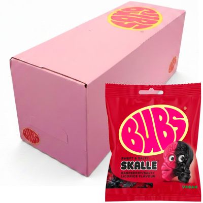 Bubs Raspberry Salty Licorice Skalle makeinen 155g x 12kpl