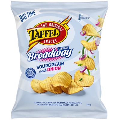 Taffel Broadway less fat sourcream & onion perunalastu 260g