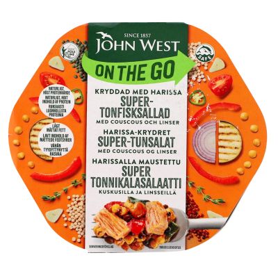 John West Harissa Super Tonnikalasalaatti kuskus ja linssit 220g