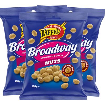 Taffel Broadway Sourcream & Onion Nuts pähkinät 150g x 3kpl