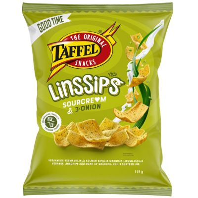 Taffel Sourcream 3-sipulia linssisipsit 115g