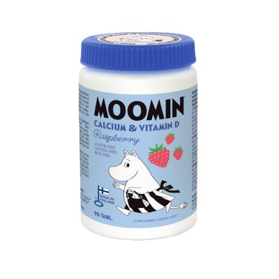 Moomin Kalsium & D-vitamiini vadelma purutabletti 90tabl