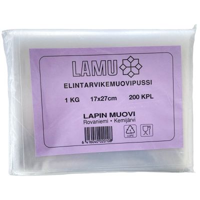 Elintarvikemuovipussi 1kg x 200kpl (17cm x 27cm)