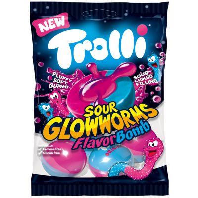 Trolli Flavor Bomb Sour Glowworms makeispussi 75g