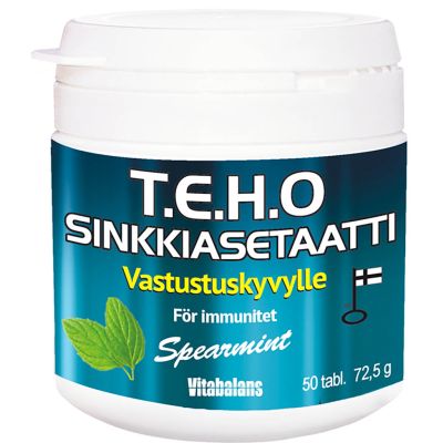 Teho Sinkkiasetaatti Spearmint 10mg imeskelytabletti 50tabl