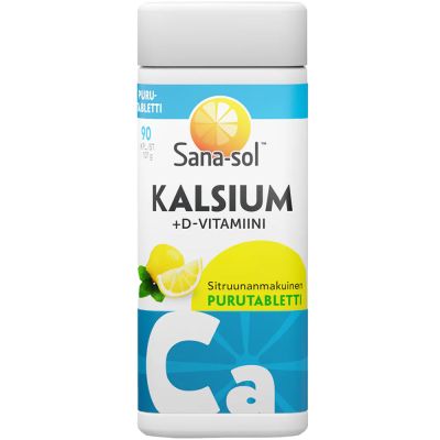 Sana-sol Kalsium + D-Vitamiini sitruunanmakuinen purutabletti 90 tabl.