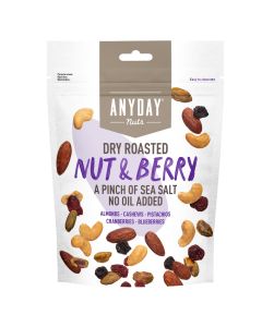 Anyday Dry Roasted Nut & Berry paahdettu ja suolattu pähkinä- ja marjasekoitus 140g