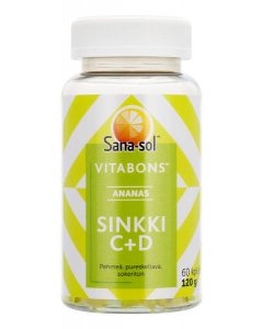 Sana-Sol Vitabons Sinkki + C+D Vitamiini 60 kpl