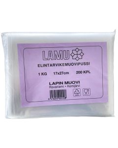 Elintarvikemuovipussi 1kg x 200kpl (17cm x 27cm)