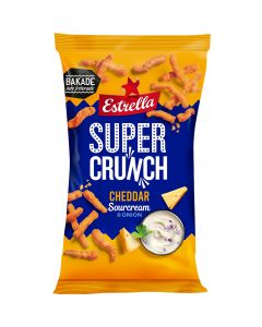 Estrella Super Crunch Cheddar Sour Cream & Onion juustosnacks 175g