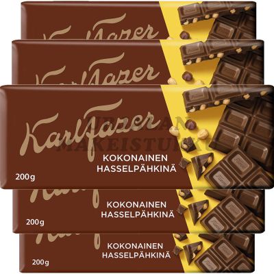 Karl Fazer Kokonainen Hasselpähkinä tummasuklaalevy 200g x 5kpl