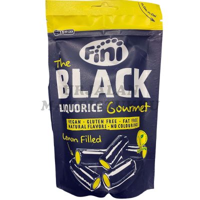 Fini Gourmet Filled Black Liquorice gluteeniton sitruuna täytelakritsi 180g