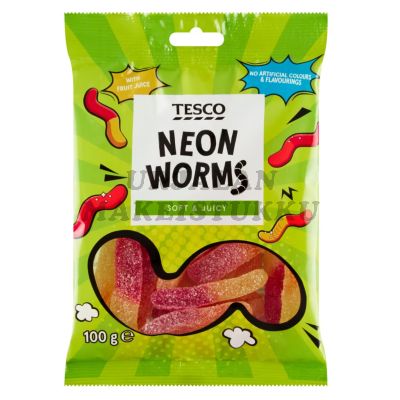 Tesco Neon Worms Hedelmämadot 100g