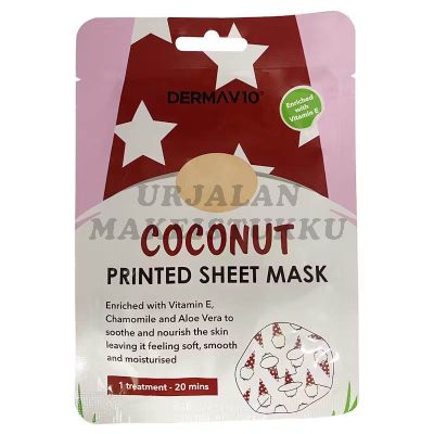 Derma V10 Sheet Mask Moisturising Coconut kasvonaamio 1kpl