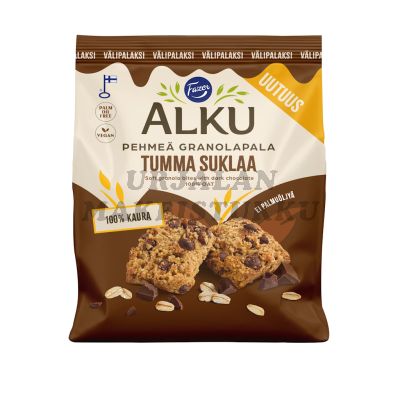 Fazer Alku pehmeä granolapala tumma suklaa välipalakeksi 120g