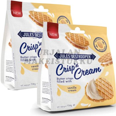 Jules Destrooper Crisp Cream Vanilla vaniljatäytekeksi 114g x 2kpl