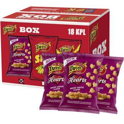 Taffel Hearts Nacho Cheese maissisnacks 50g x 18kpl