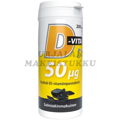 D-Vita 50ug Salmiakki ksylitoli-D3-vitamiinipurutabletti 200tabl