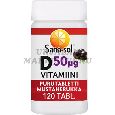Sana-sol D50 D-vitamiini purutabletti 120 tabl.
