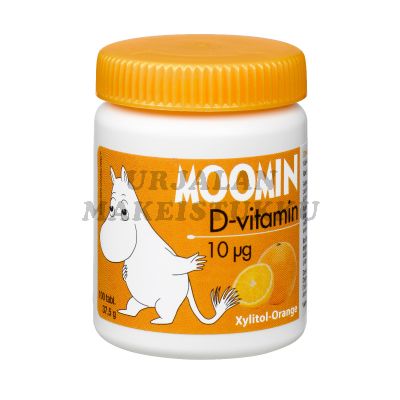 Moomin D-vitamiini Xylitol-appelsiini 10 mikrog (100 tabl)