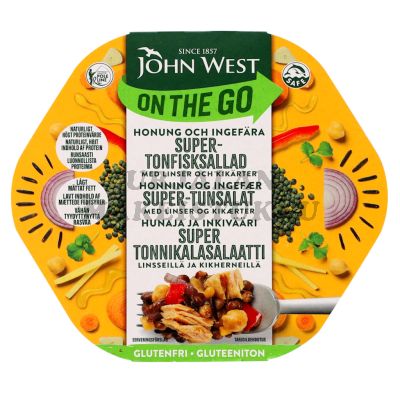 John West Hunaja-Inkivääri Super Tonnikalasalaatti linssi kikherne 220g