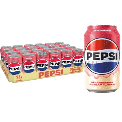 Pepsi Strawberry Cream Soda Zero USA virvoitusjuoma 330ml x 24-pack