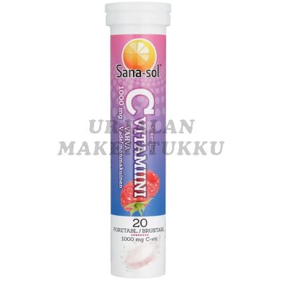 Sana-sol C-vitamiini 1000mg vadelmanmakuinen poretabletti 20kpl