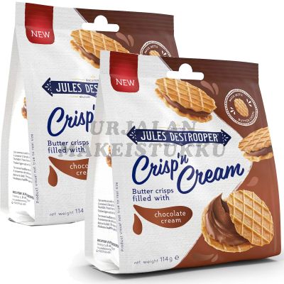 Jules Destrooper Crisp Cream Chocolate suklaatäytekeksi 114g x 2kpl