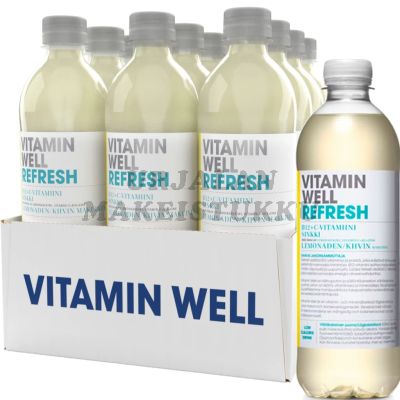 Vitamin Well Refresh Kiivi ja Lemonade hyvinvointijuoma 500ml x 12kpl