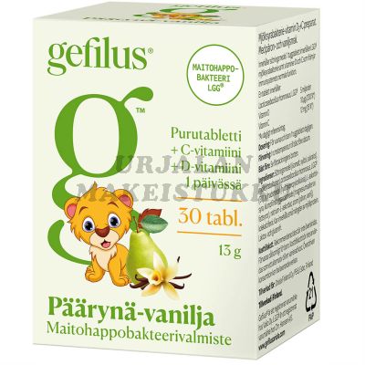 Gefilus Päärynä Vanilja C+D vitamiini purutabletti 30 tabl