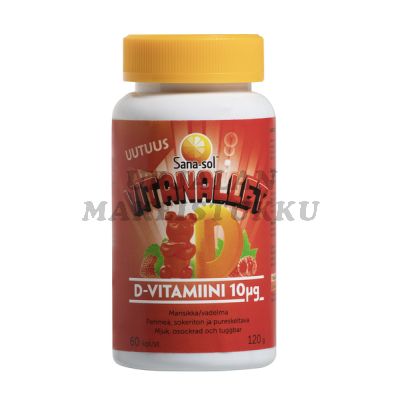 Sana-sol Vitanallet D Mansikka-vadelma 60 kpl