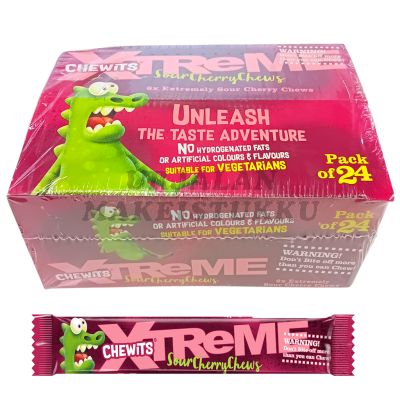 Cloetta Chewits Xtreme Sour Cherry toffeepatukka 34g x 24kpl