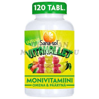 Sana-sol Vitanallet Omena & Päärynä Monivitamiini 120 kpl