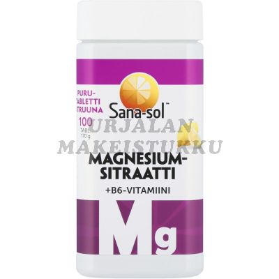 Sana-Sol Magnesium+B6-vitamiini purutabletti 100 tabl