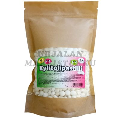 Makeistukun Xylitolipastilli banaani 1kg (n. 1428 täysksylitolipastillia)