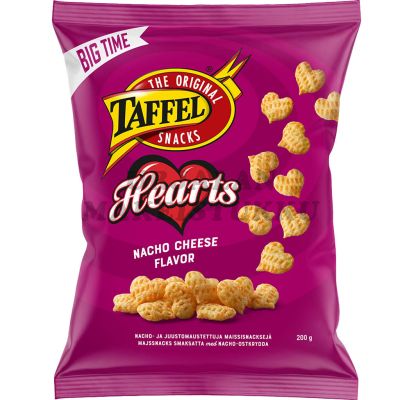 Taffel Hearts Nacho Cheese maustettu maissisipsi 200g