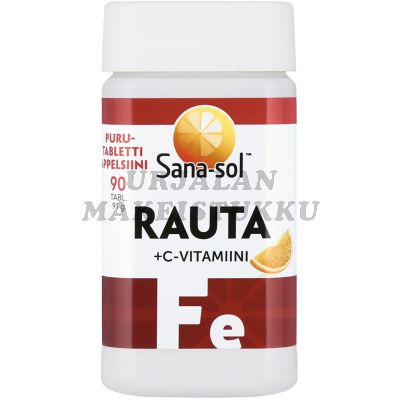 Sana-sol Rauta + C-vitamiini purutabletti 90 tabl.
