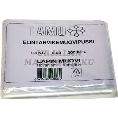 Elintarvikemuovipussi 1/4 kg x 200kpl